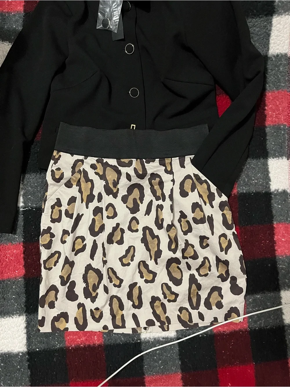 Armani Exchange Leopard Print Mini Skirt in Cream, Brown & Black
